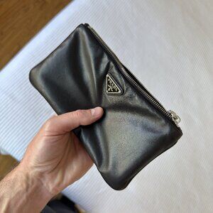 Prada Black Leather Clutch Bag